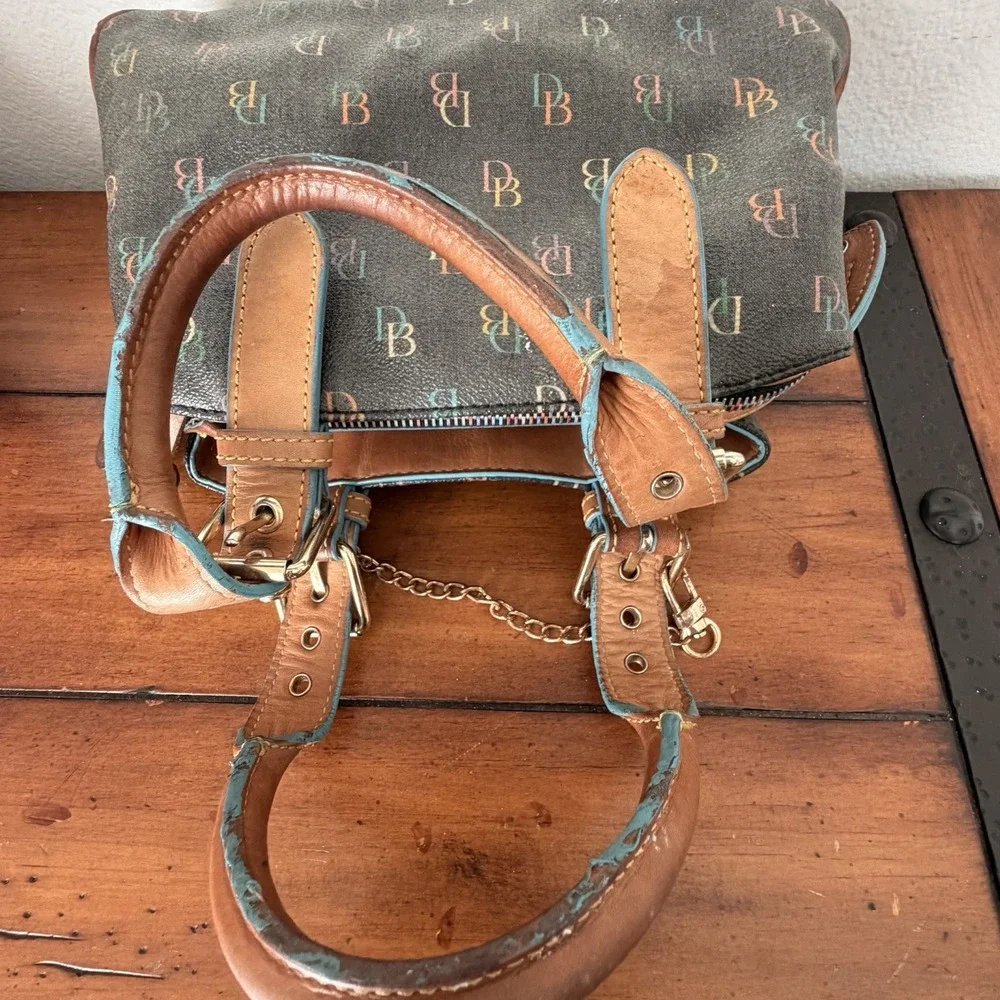 Vintage Dooney And Small Hand Bag Monogram Colorful READ